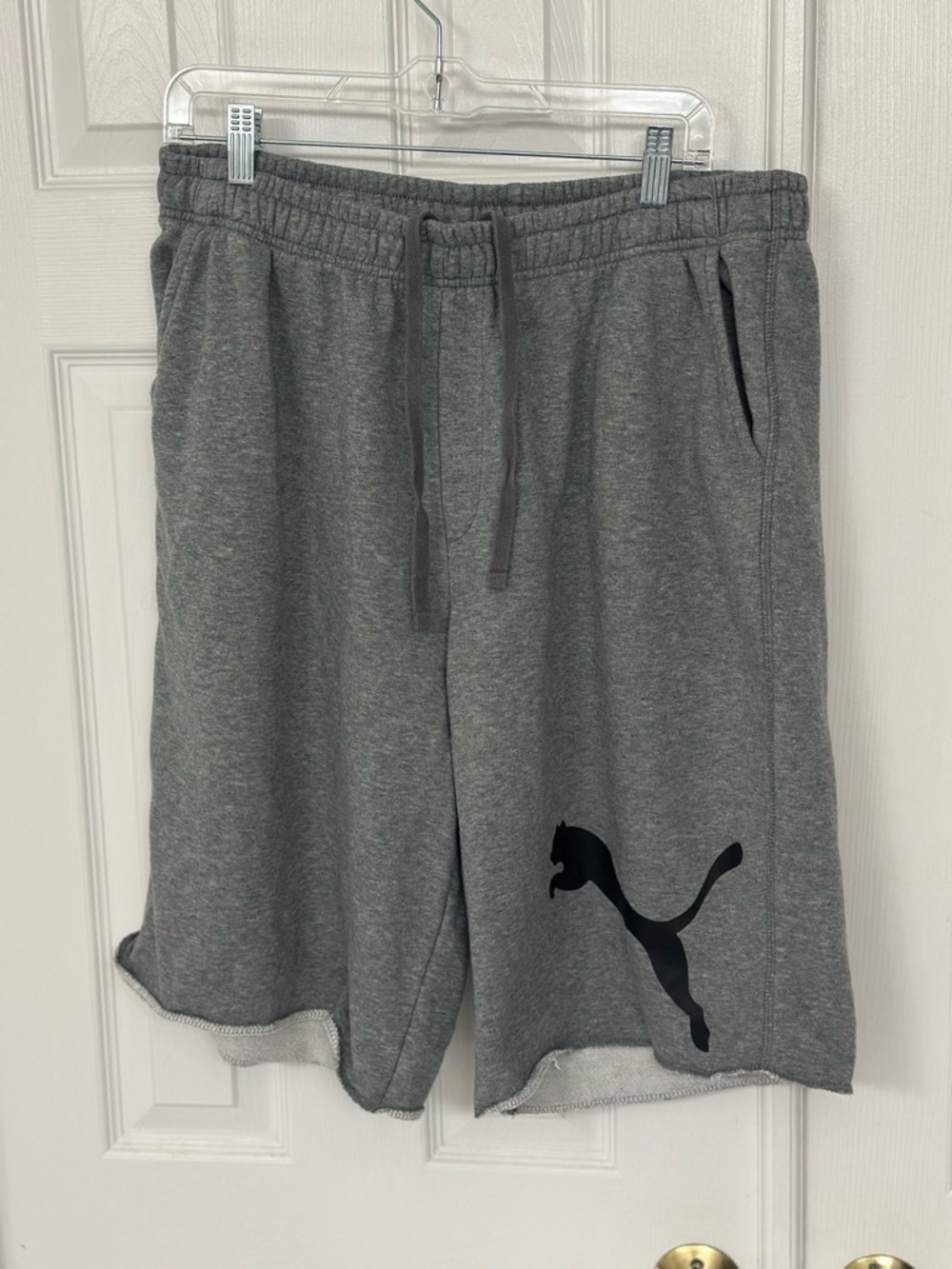 Puma Men’s Gray Athletic Shorts with Black Logo